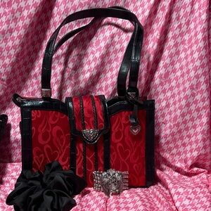 Chic Red and Black Women's Shoulder Bag